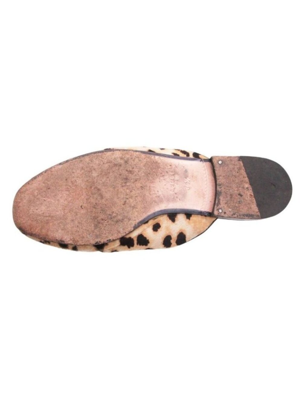 Gucci Horsebit Calf Hair Leopard Pattern Mule Sandals Shoes White 34.5 - Picture 5 of 8
